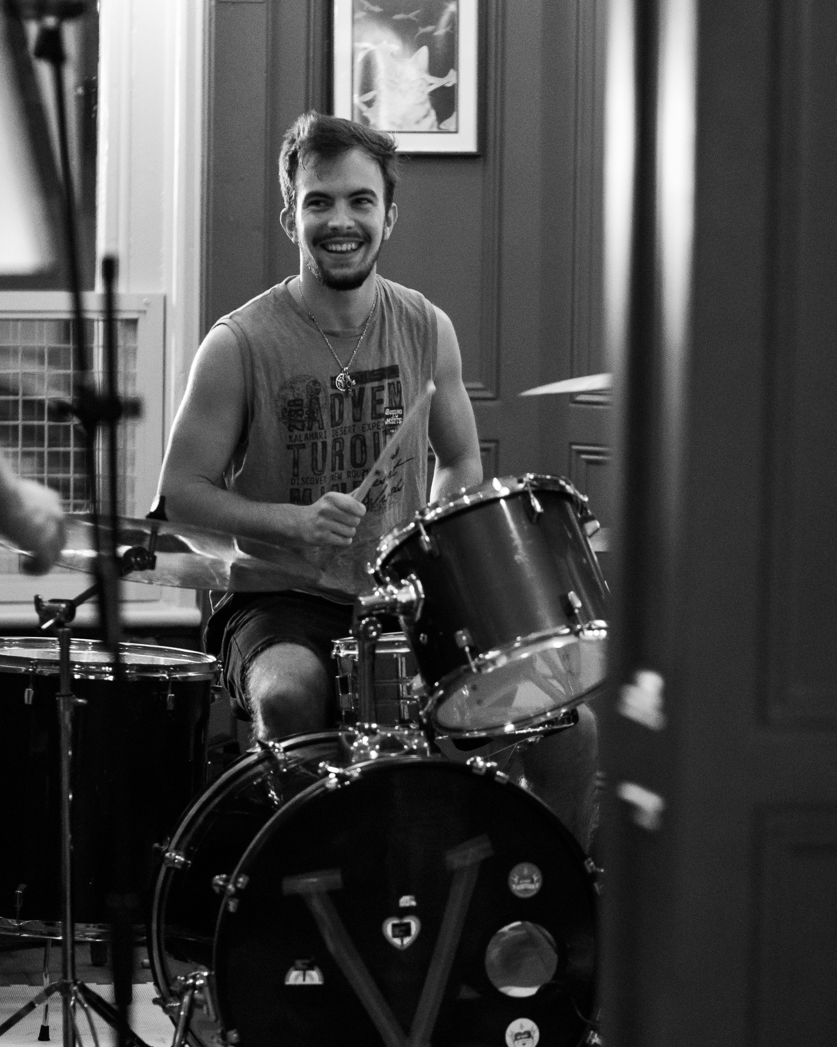 Busking for Misfits drummer playing