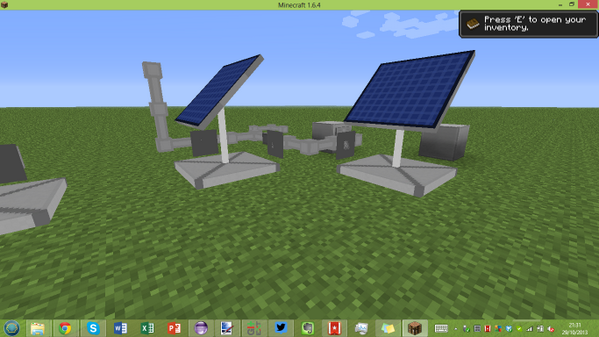 Screenshot of my AdvancedRobotics Minecraft Mod. Showing different several tilted solar panels